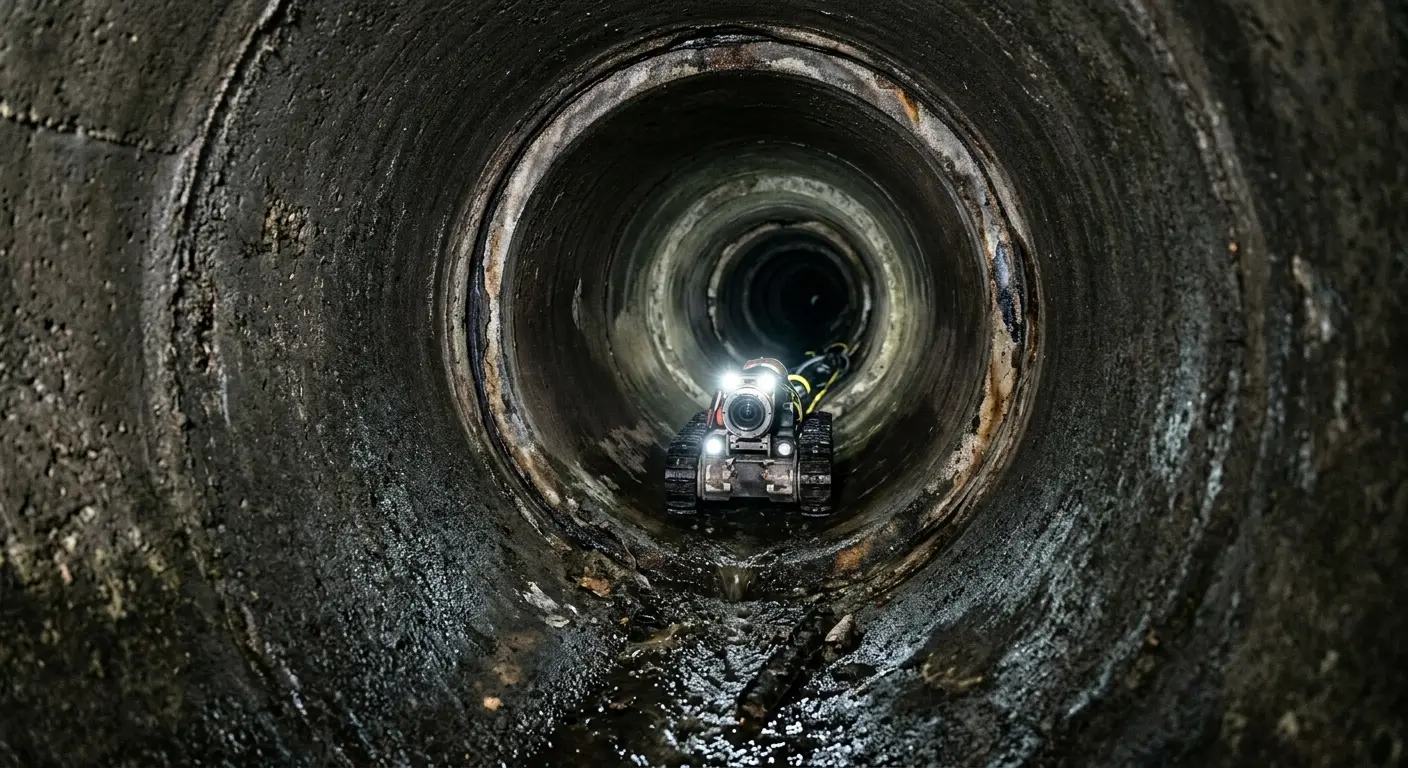 Robotic sewer camera inspecting pipe interior for Drain Snake Service in Alexander City